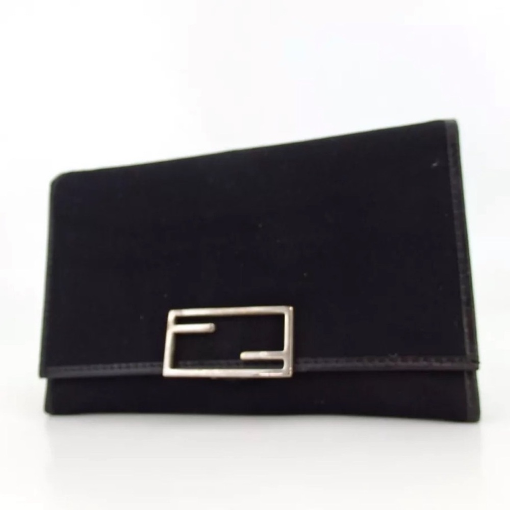 AUTH Fendi Canvas & Leather Wallet Black